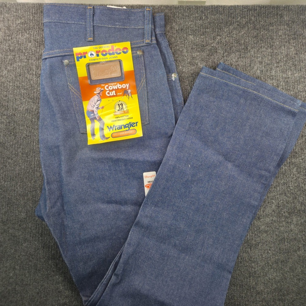 Wrangler 13MWZ Cowboy Cut Jeans Mens 38x36 Indigo Blue Rigid Heavyweight Denim
